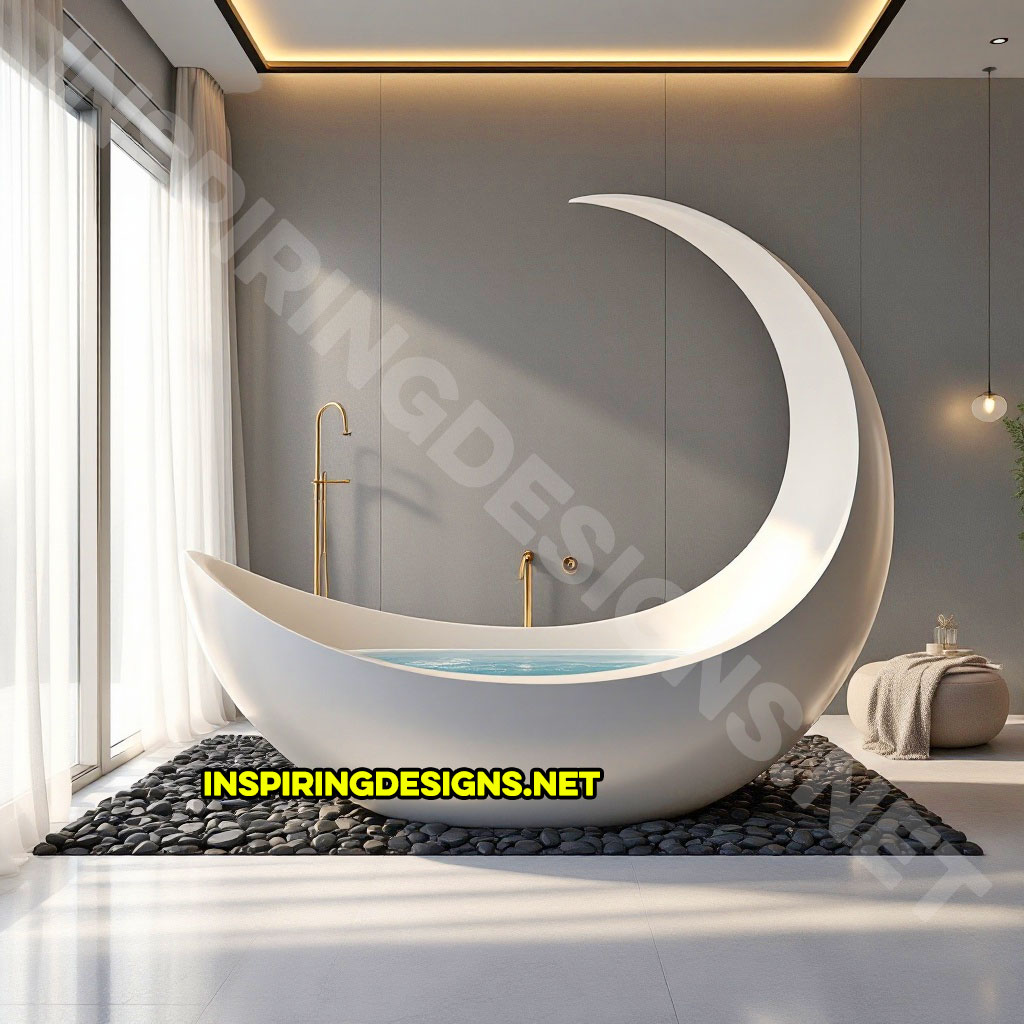 crescent moon bathtub in a white color design