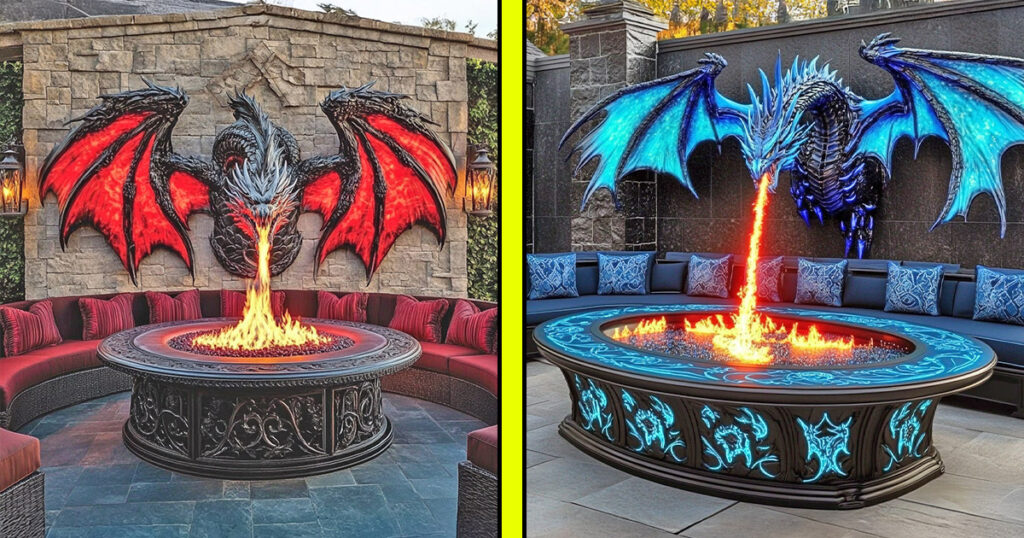 Wall mounted dragon fire tables