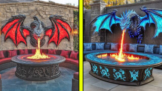 Wall mounted dragon fire tables