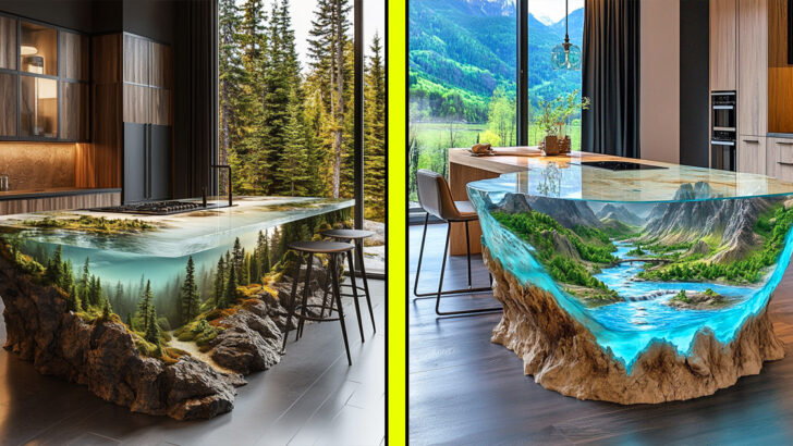 These Epoxy Nature Scene Kitchen Islands Bring the Great Outdoors Inside