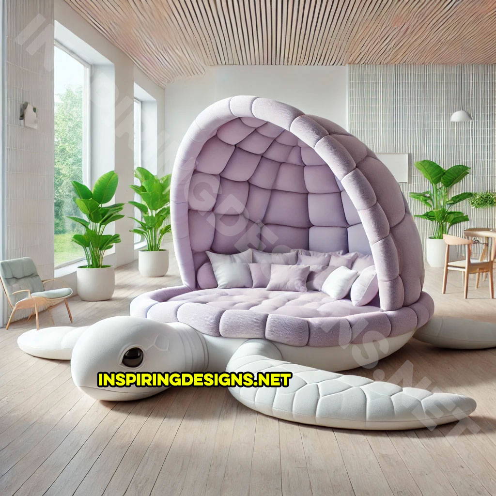 giant turtle lounger in a purple and white color