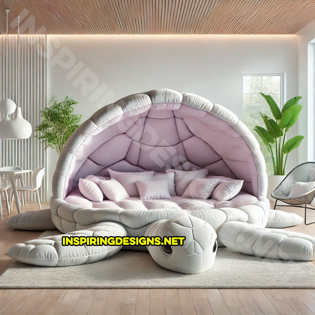 giant turtle lounger in a purple and white color