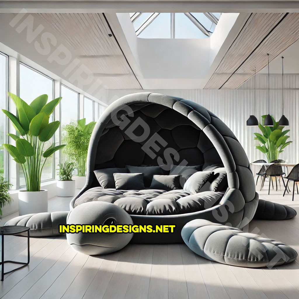 giant turtle lounger in a grey and black color