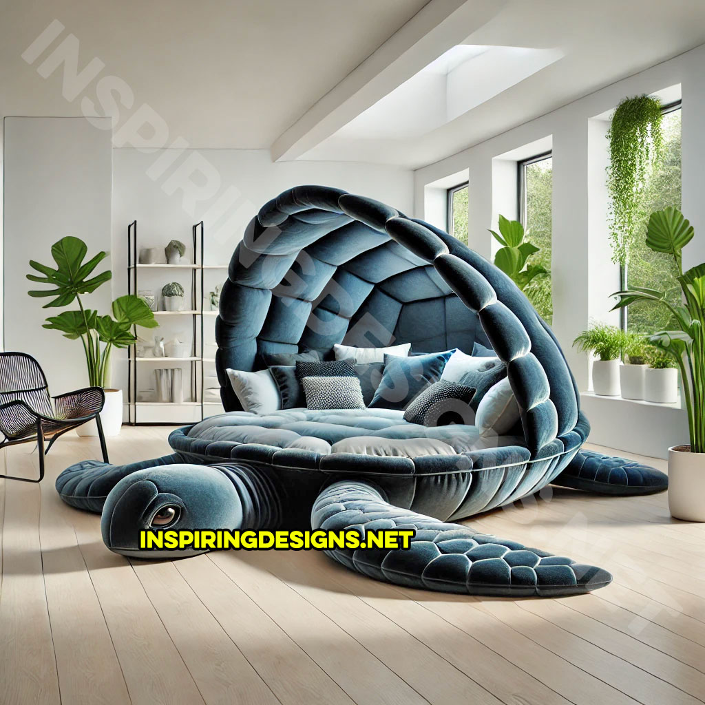 giant turtle lounger in a dark blue and white color