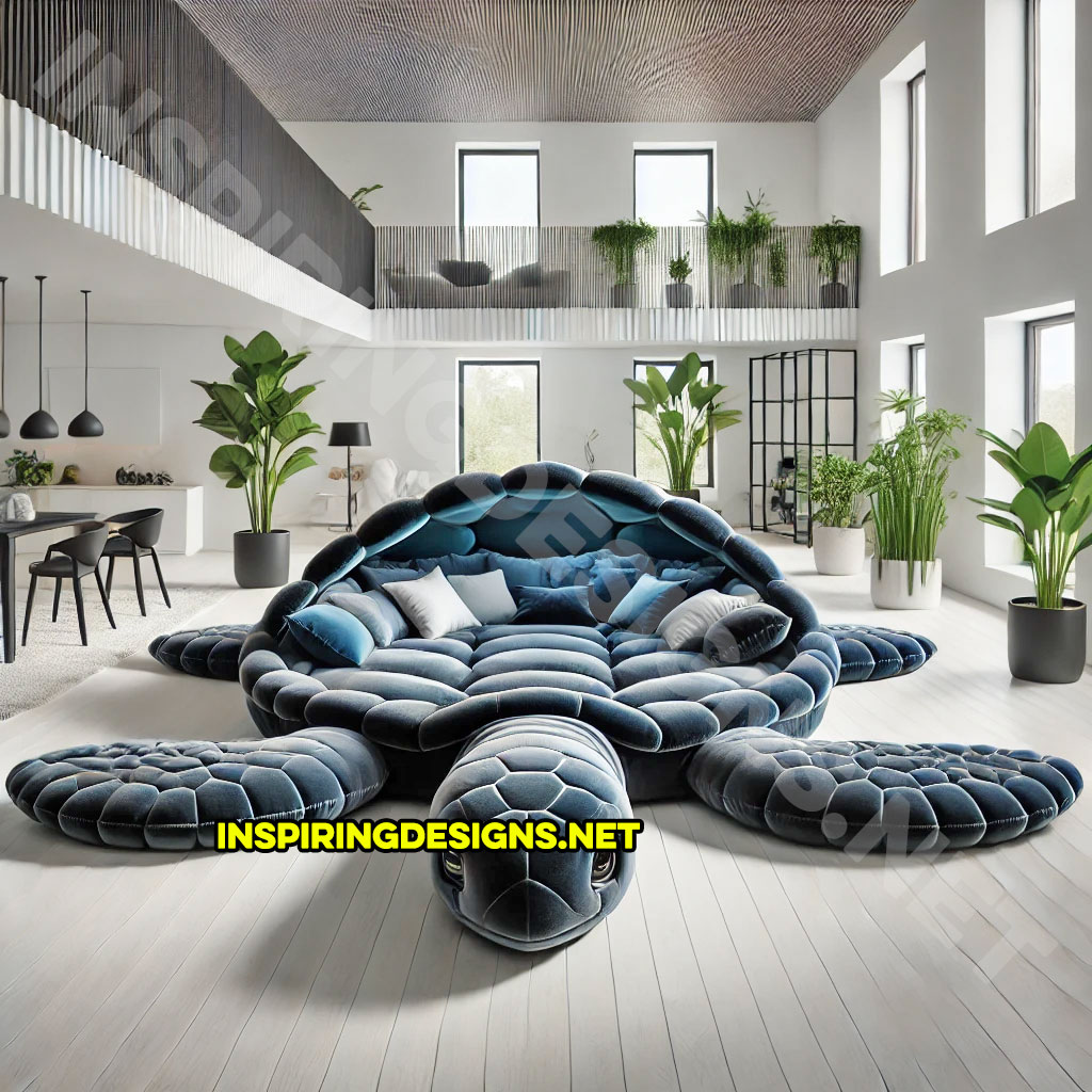 giant turtle lounger in a dark blue color