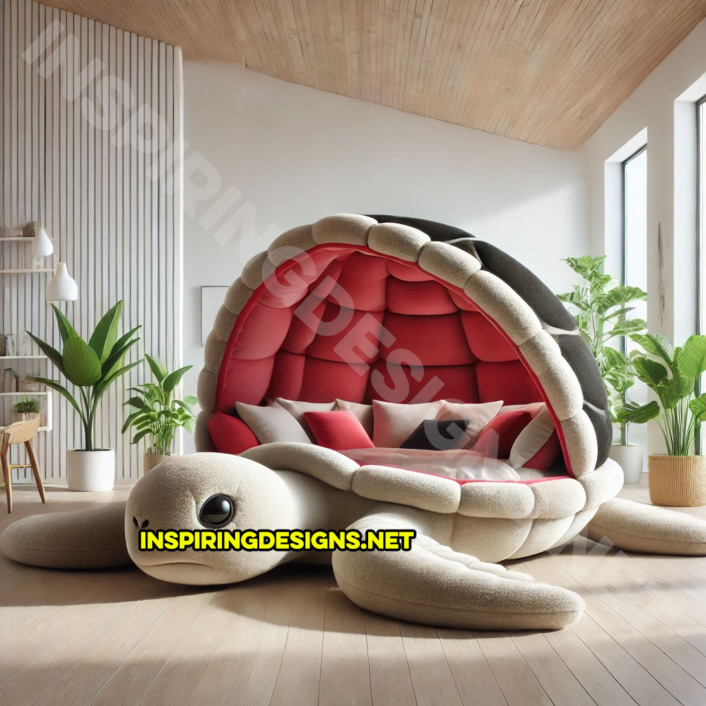 giant turtle lounger in a black and red color