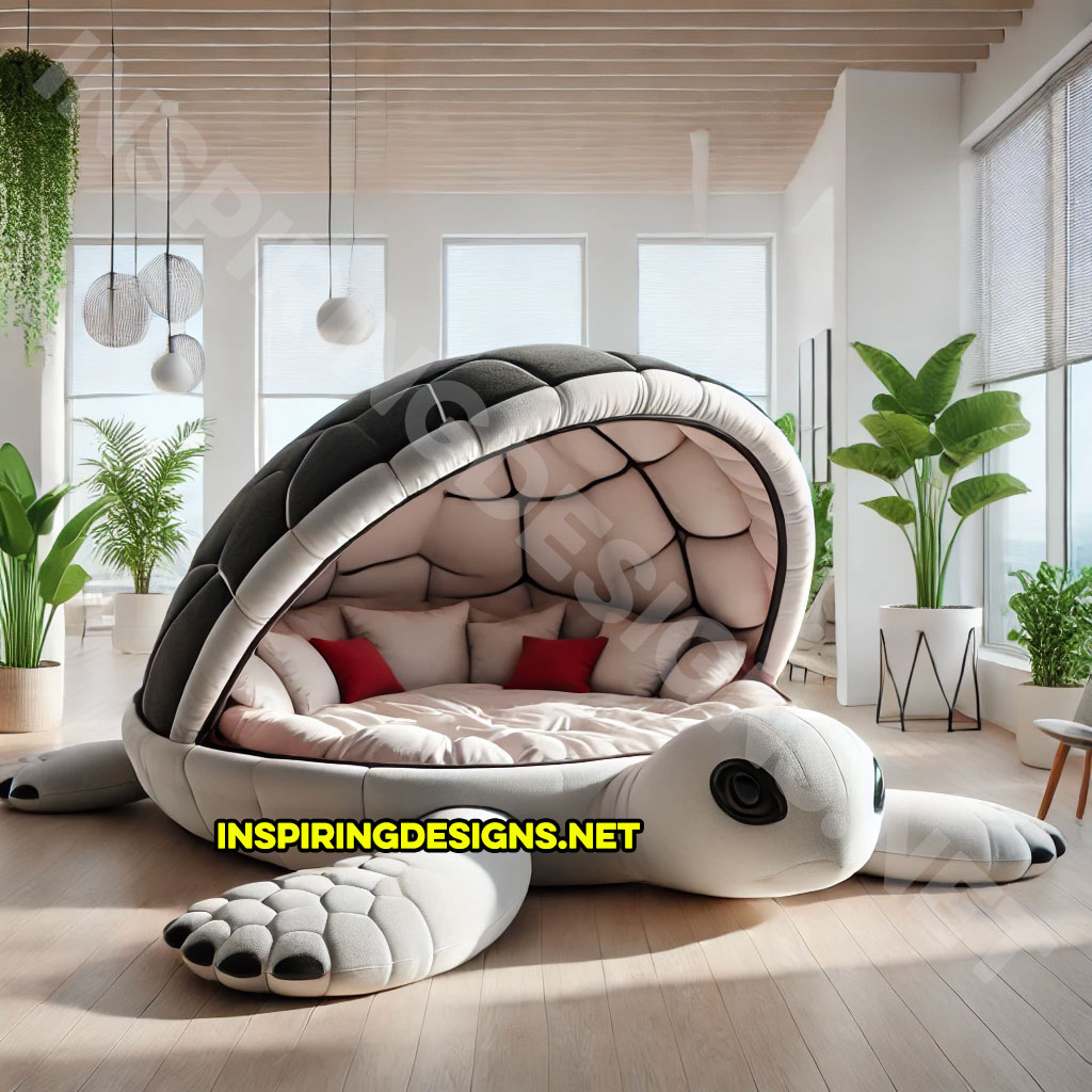 giant turtle lounger in a black and white color