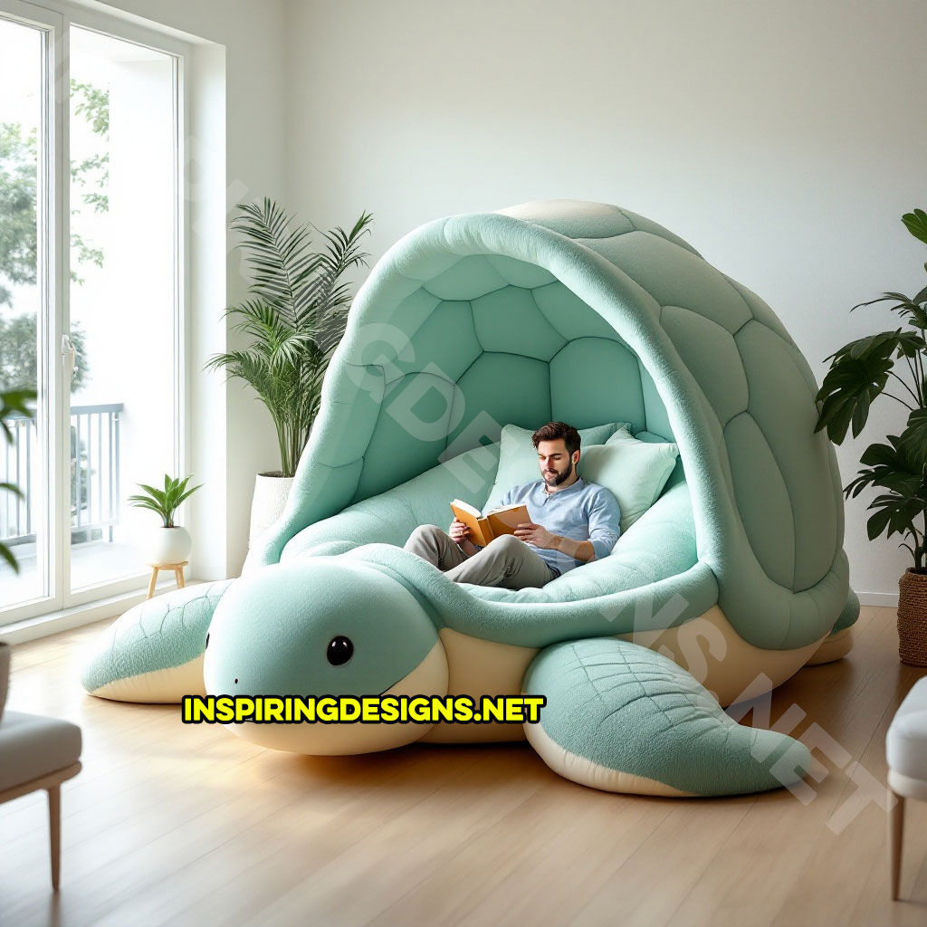 giant turtle lounger in a green and white color