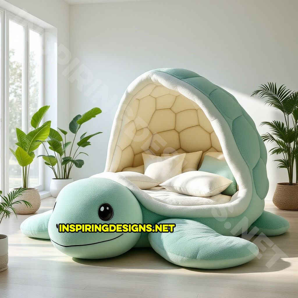 giant turtle lounger in a green and white color