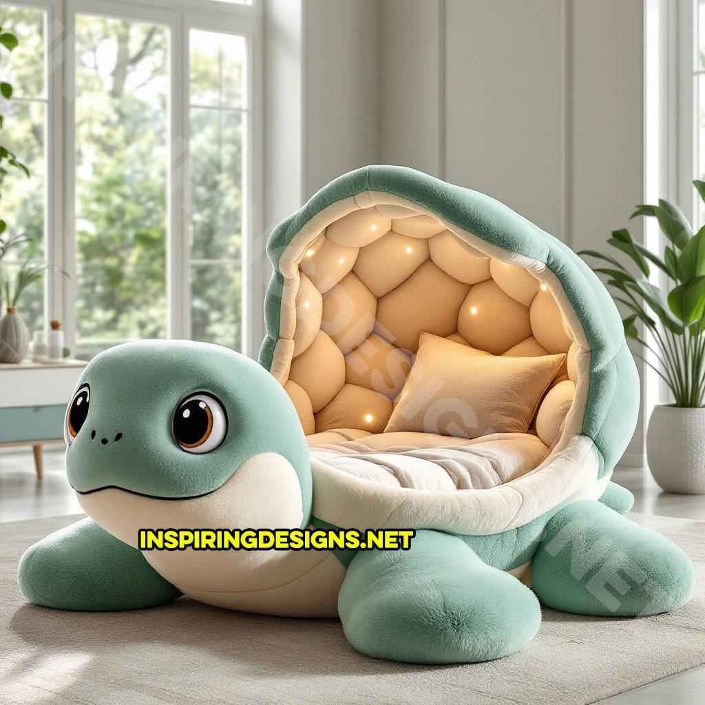 giant turtle lounger in a green and white color