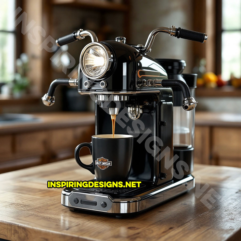 Harley coffee maker in an all black color design