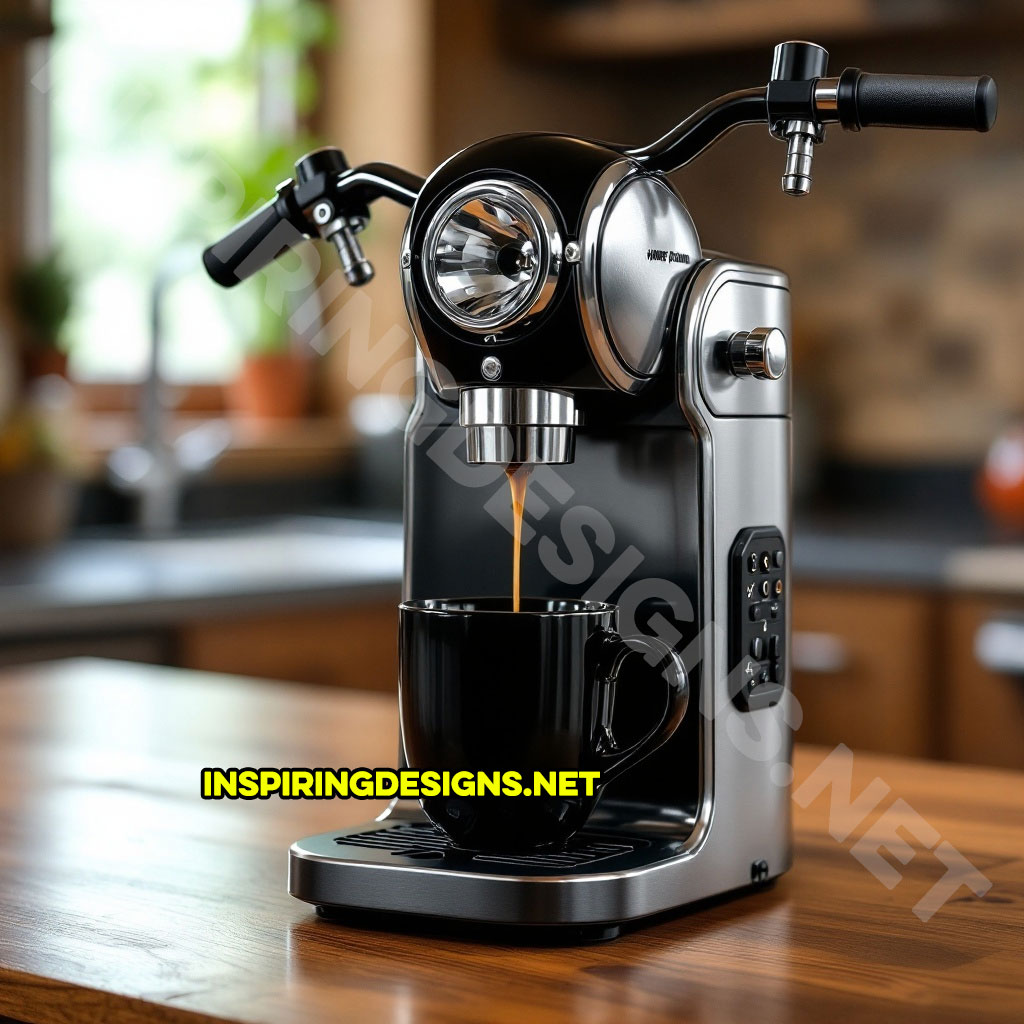 Harley coffee maker in a grey and black color palette