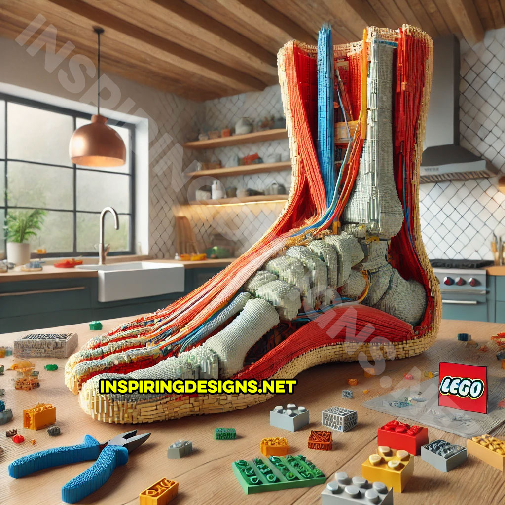 human body Lego set featuring a human foot