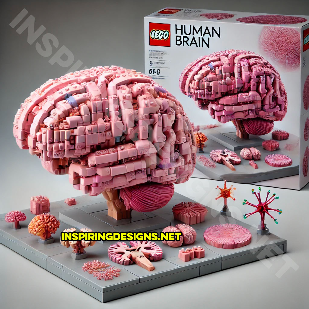 human body Lego set featuring a human brain