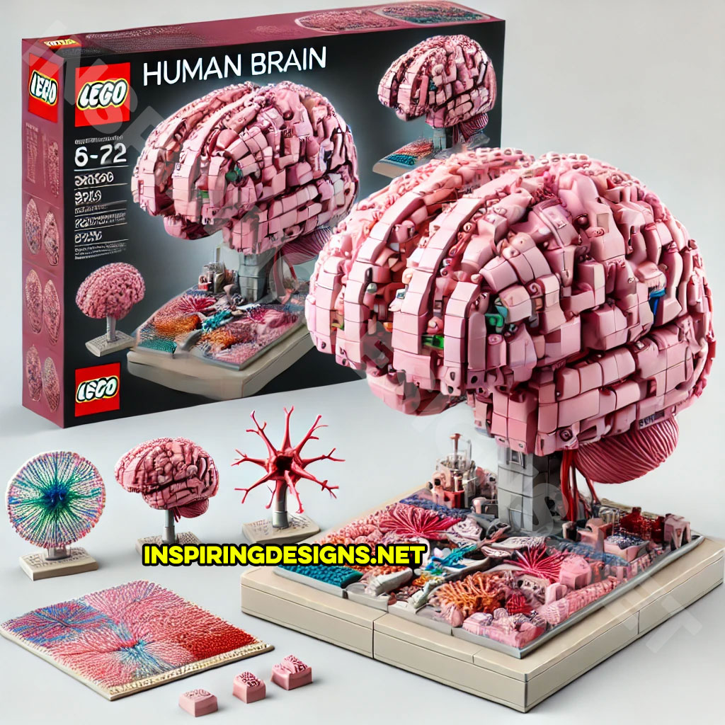 human body Lego set featuring a human brain