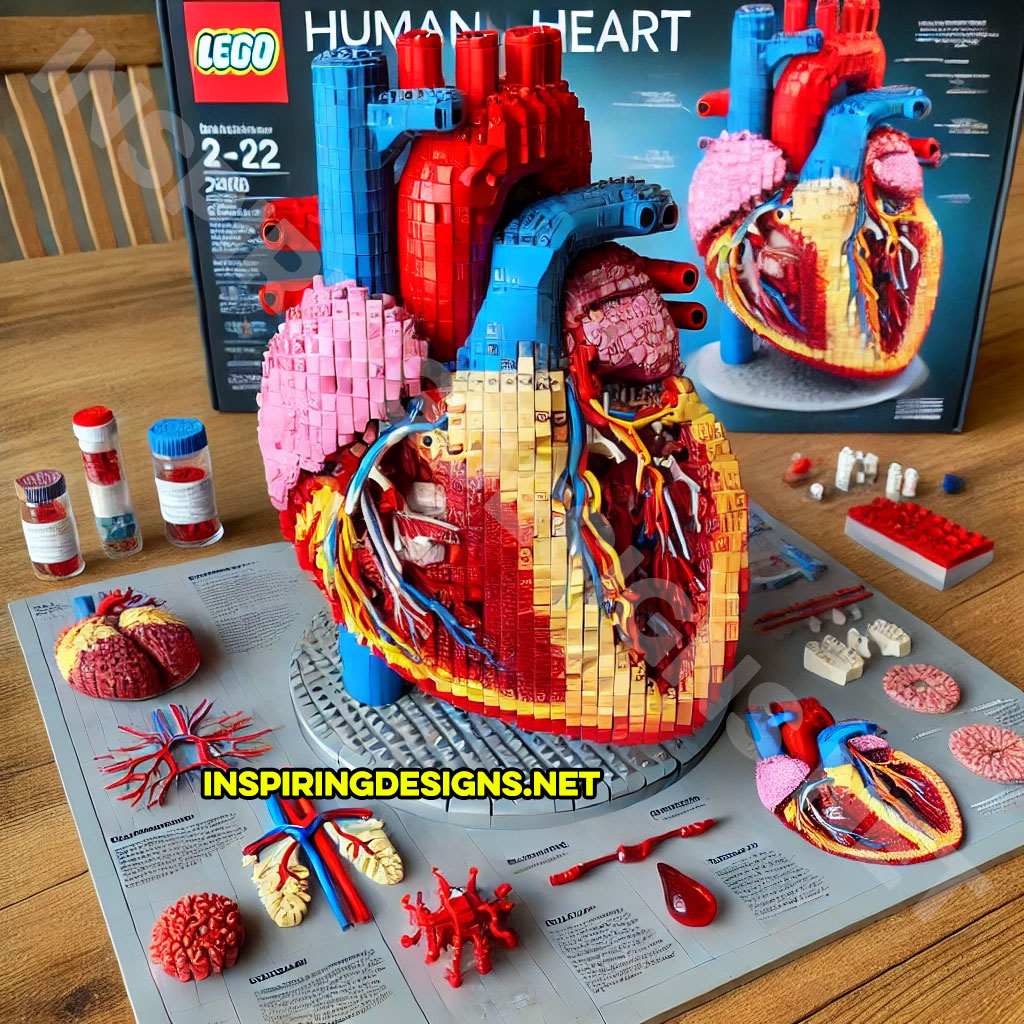 human body Lego set featuring a human heart