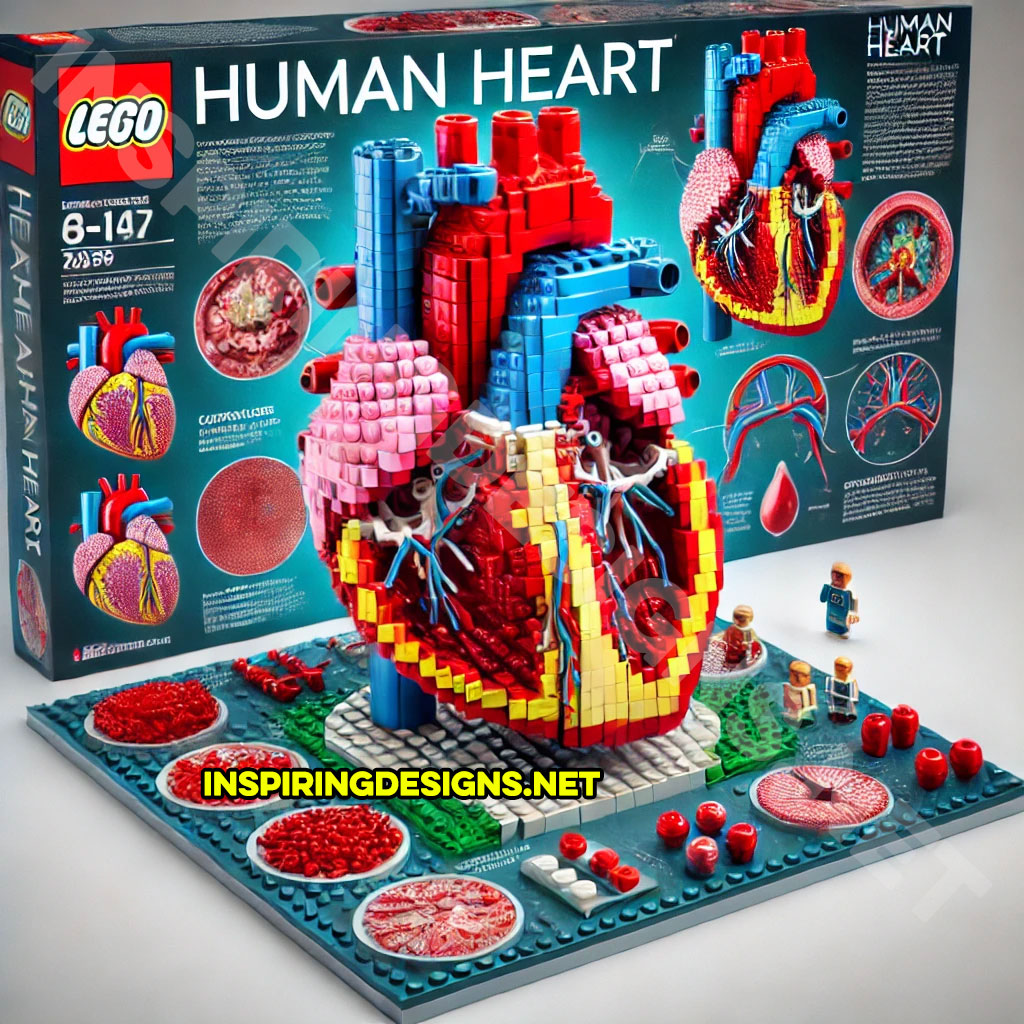 human body Lego set featuring a human heart