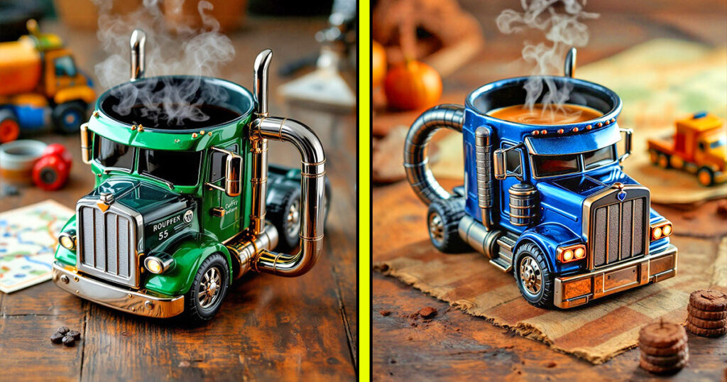 Semi-truck coffee mugs