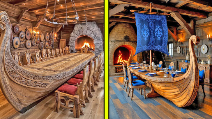 These Viking Ship Dining Tables Bring Epic Medieval Charm to Your Dining Room