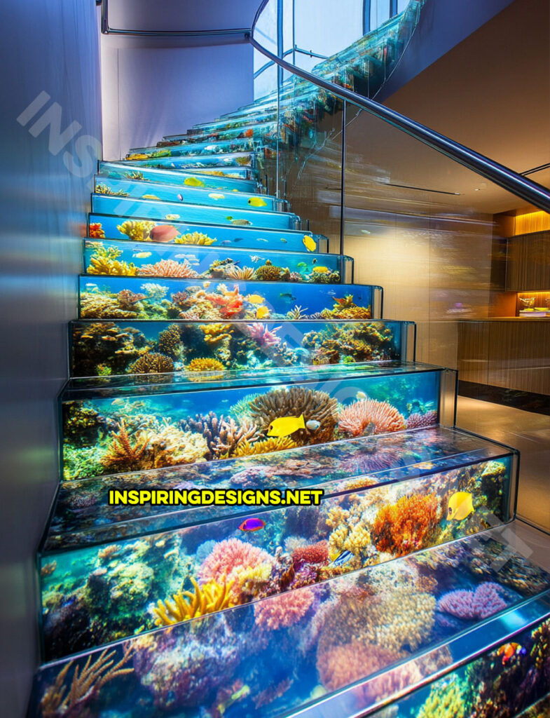 epoxy active scene staircase in an underwater sea life nature scene