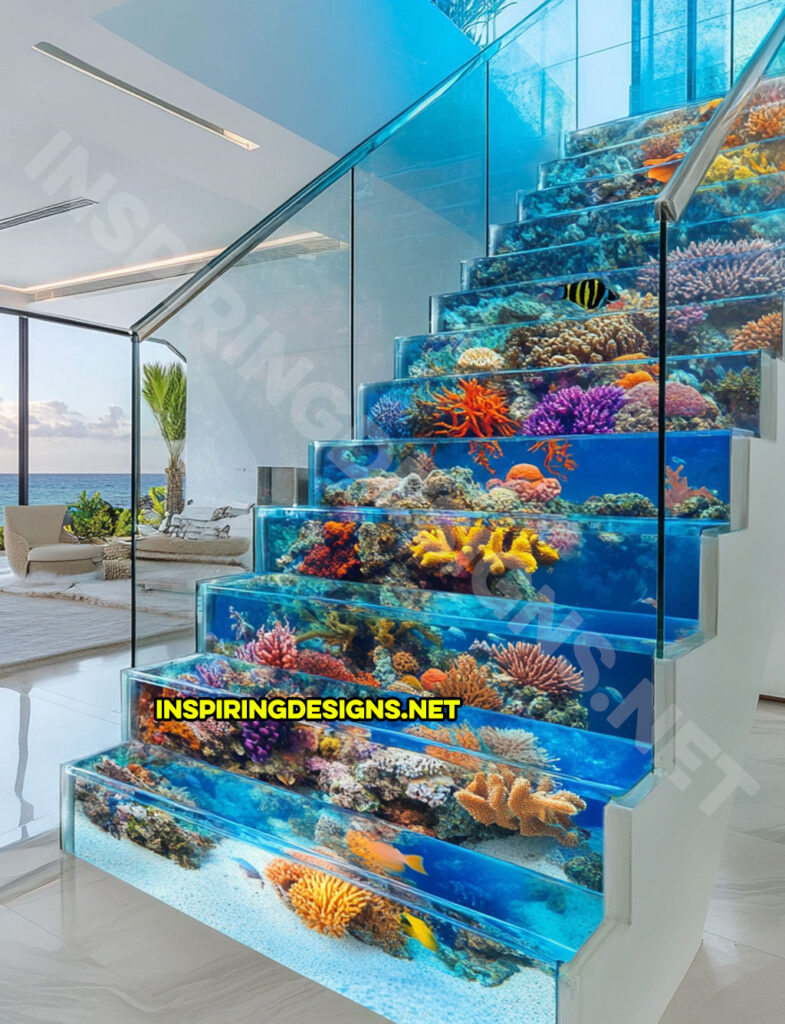 epoxy active scene staircase in an underwater sea life nature scene