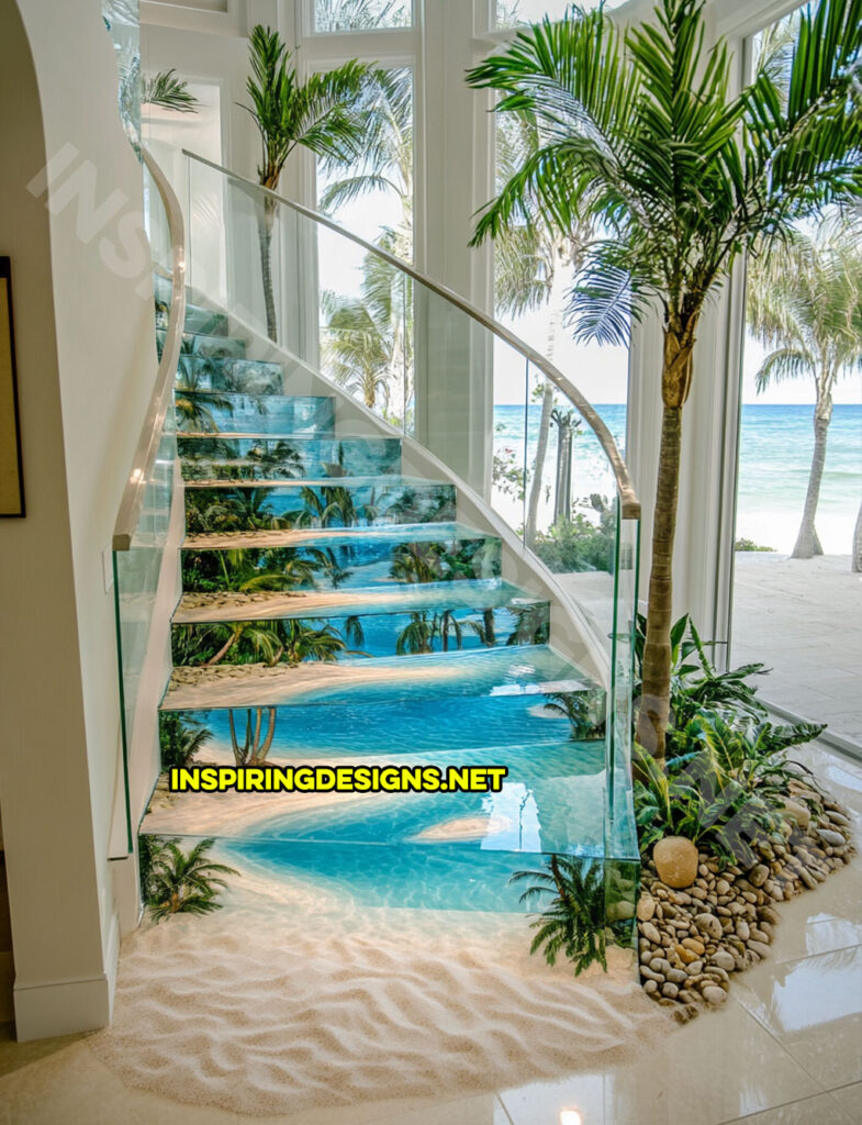 epoxy active scene staircase in a tropical island nature scene