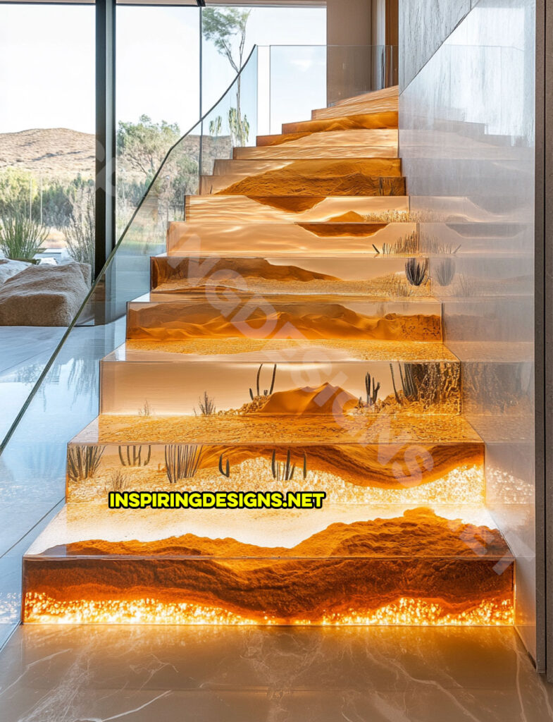 epoxy active scene staircase in a desert nature scene