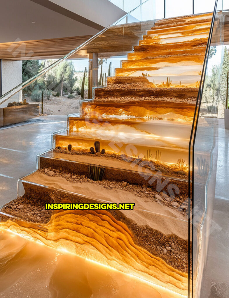 epoxy active scene staircase in a desert nature scene