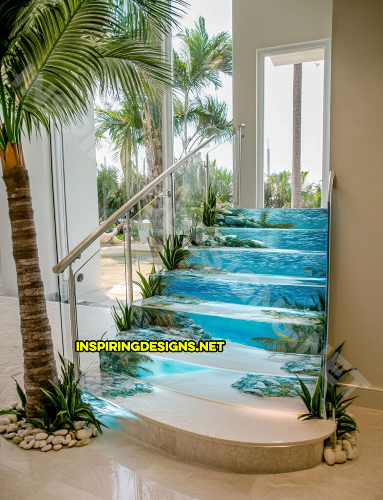 epoxy active scene staircase in a tropical island nature scene