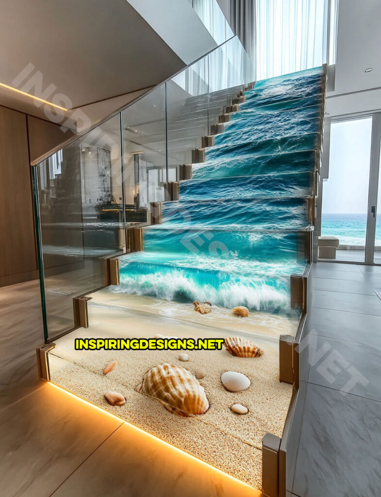 epoxy active scene staircase in a beach nature scene