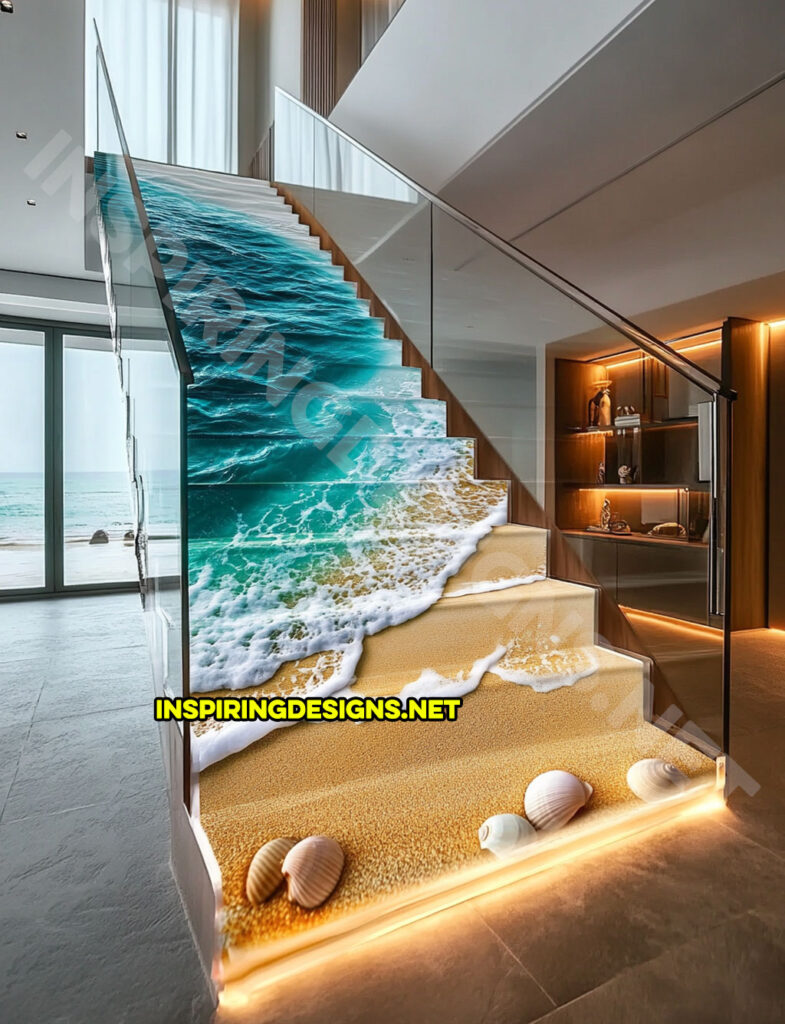 epoxy active scene staircase in a beach nature scene