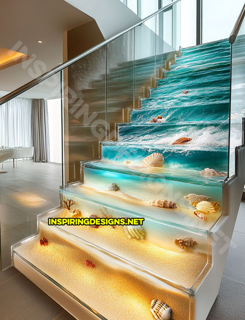 epoxy active scene staircase in a beach nature scene