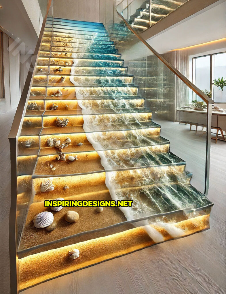 epoxy active scene staircase in a beach nature scene