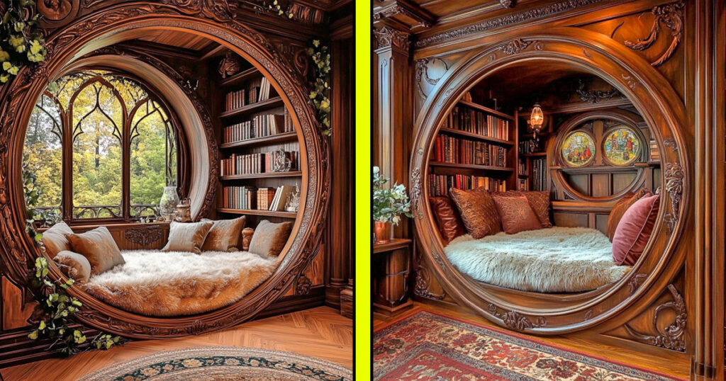 Wood circular reading nooks