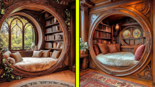 Wood circular reading nooks