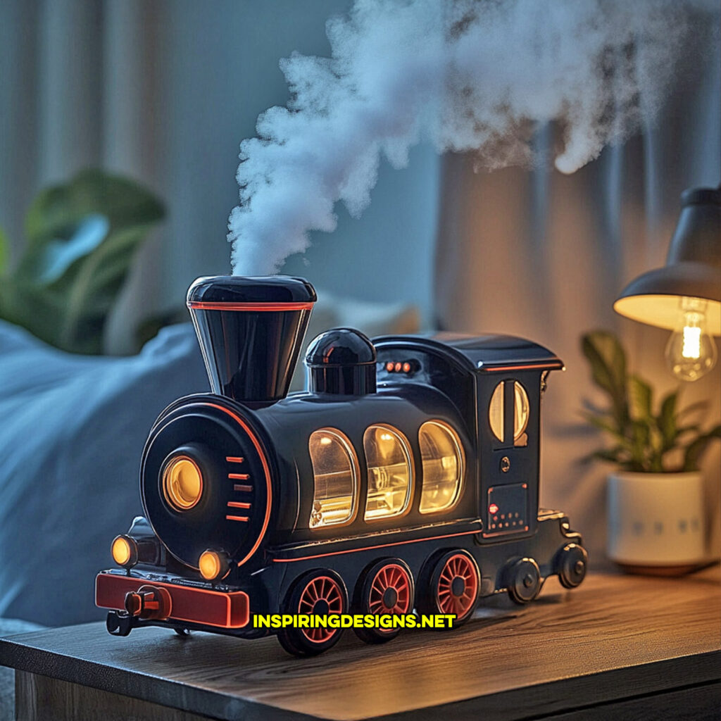 creative humidifier in a steam engine train design