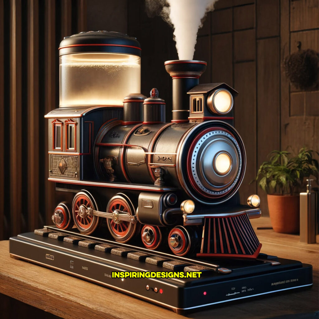 creative humidifier in a steam engine train design