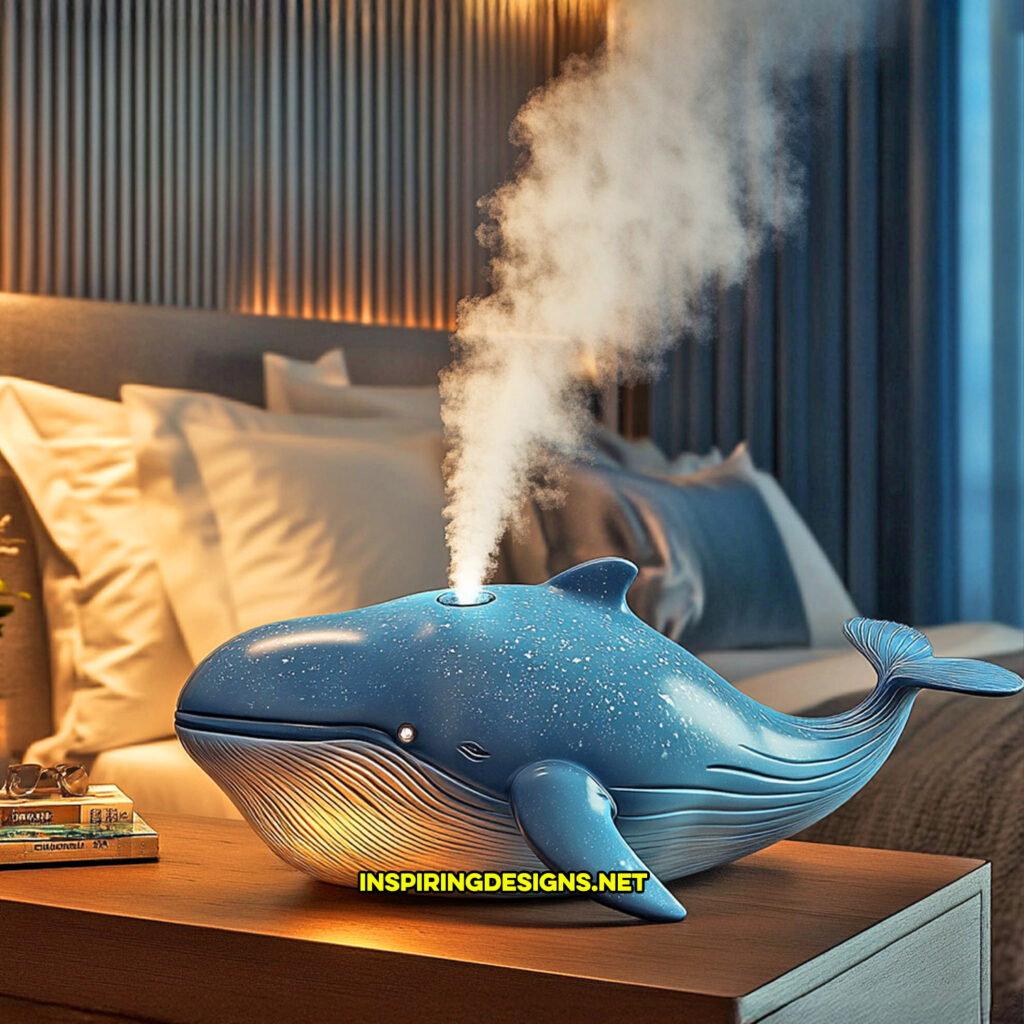 creative humidifier in a blue whale design