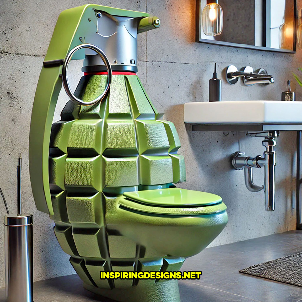 grenade toilet in a green color