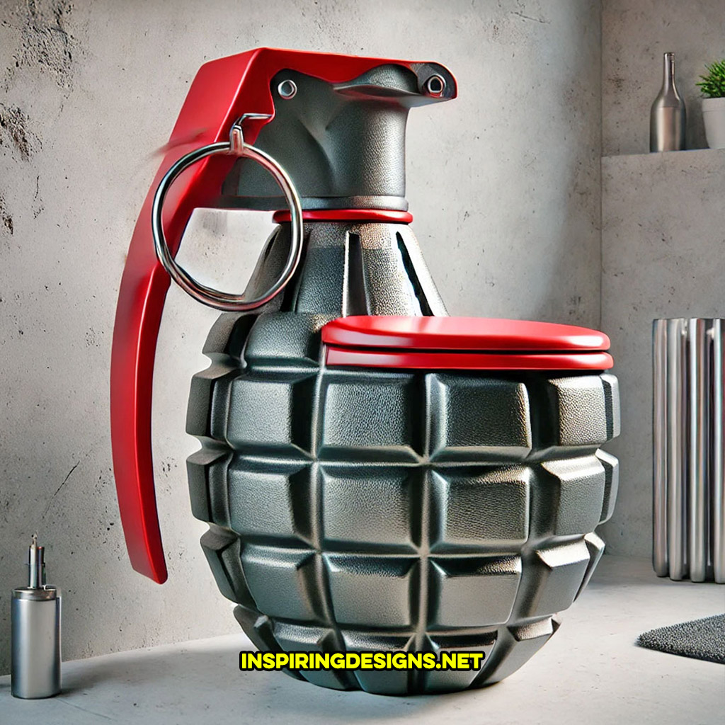 grenade toilet in a black and red color