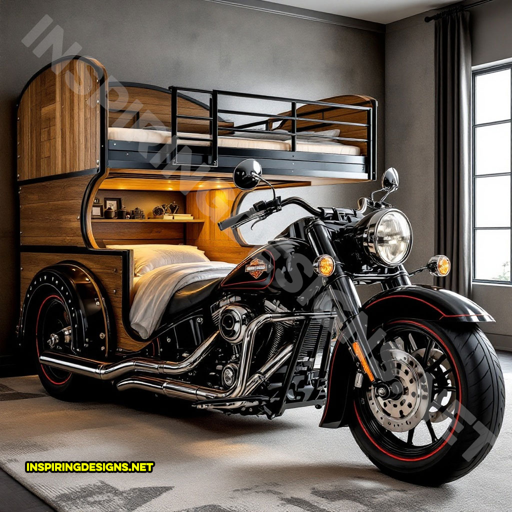 Harley bunk bed in a black and brown color design