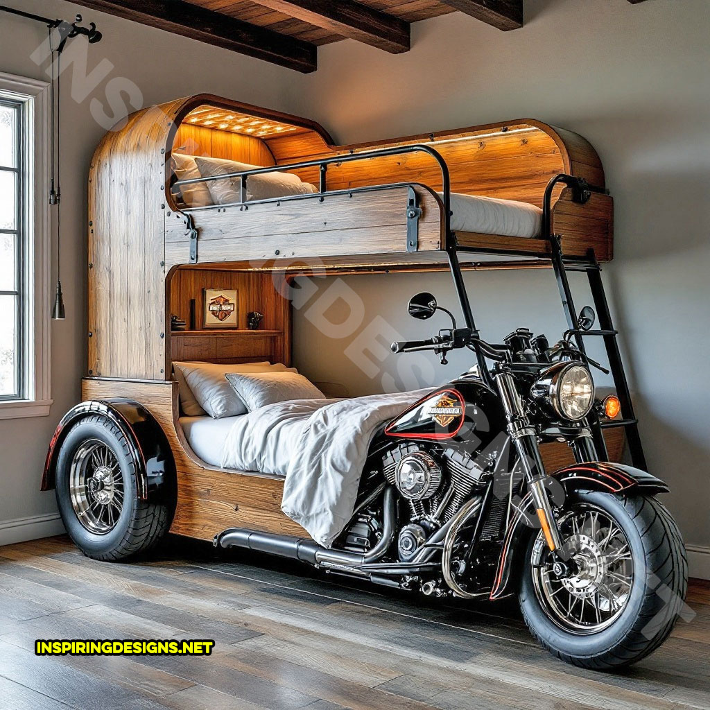 Harley bunk bed in a black and wood color design