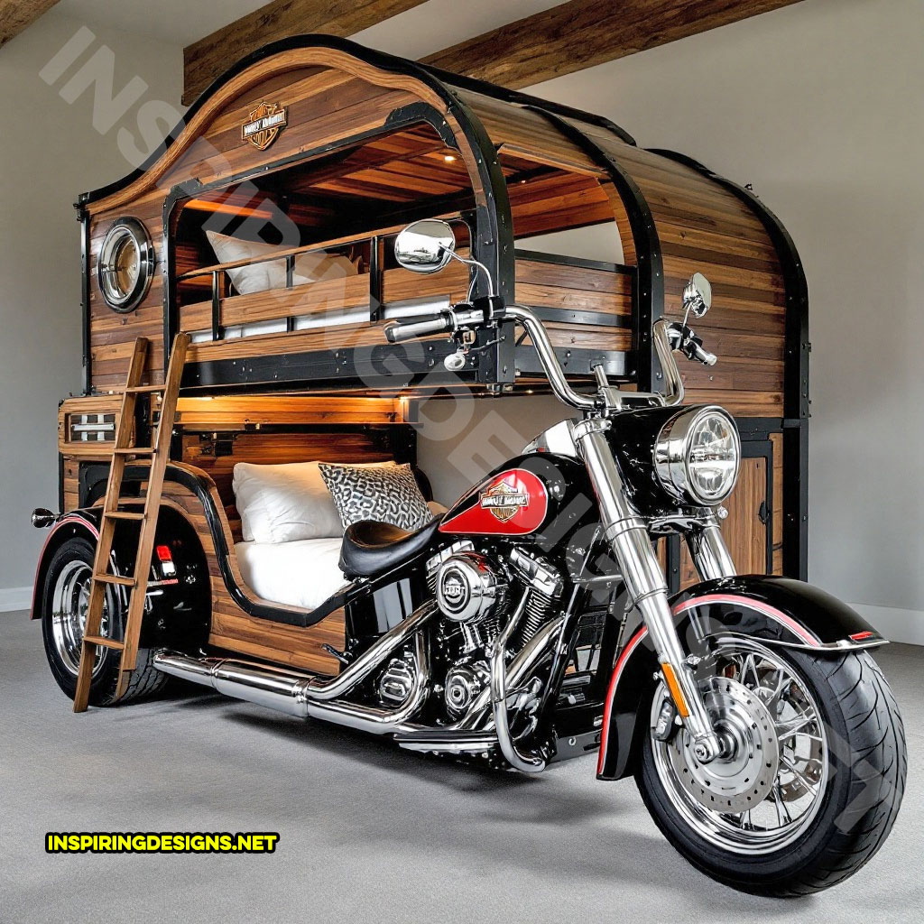 Harley bunk bed in a black and brown color design