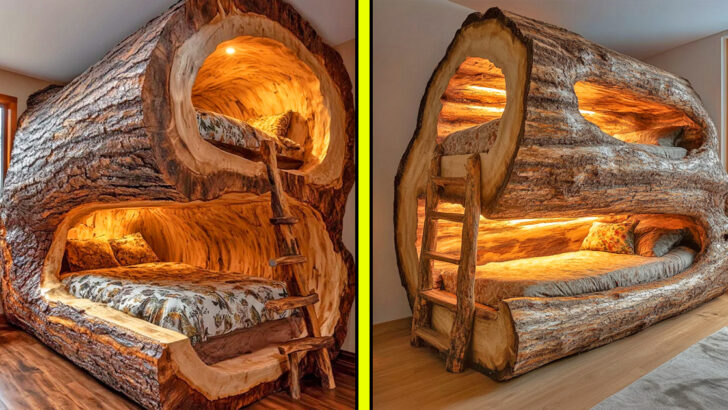 These Giant Hollowed Log Bunk Beds Are Un-be-Leaf-able Statement Pieces