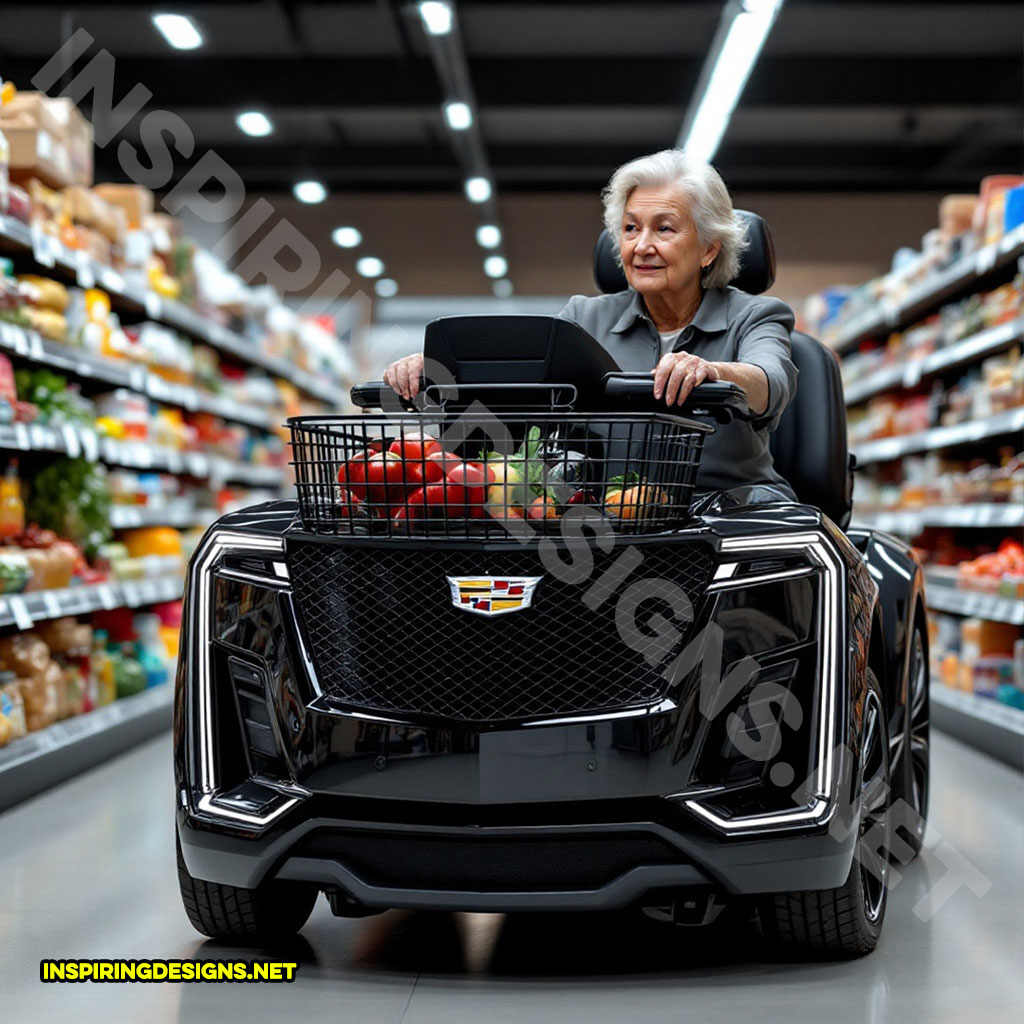 luxury car mobility scooter in a black Cadillac design