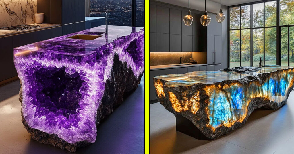 Mineral crystal kitchen islands