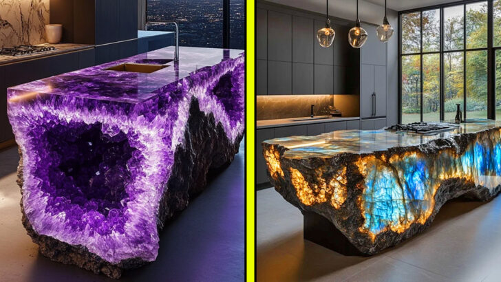 These Mineral Crystal Kitchen Islands Glow with Luxury and Elegance