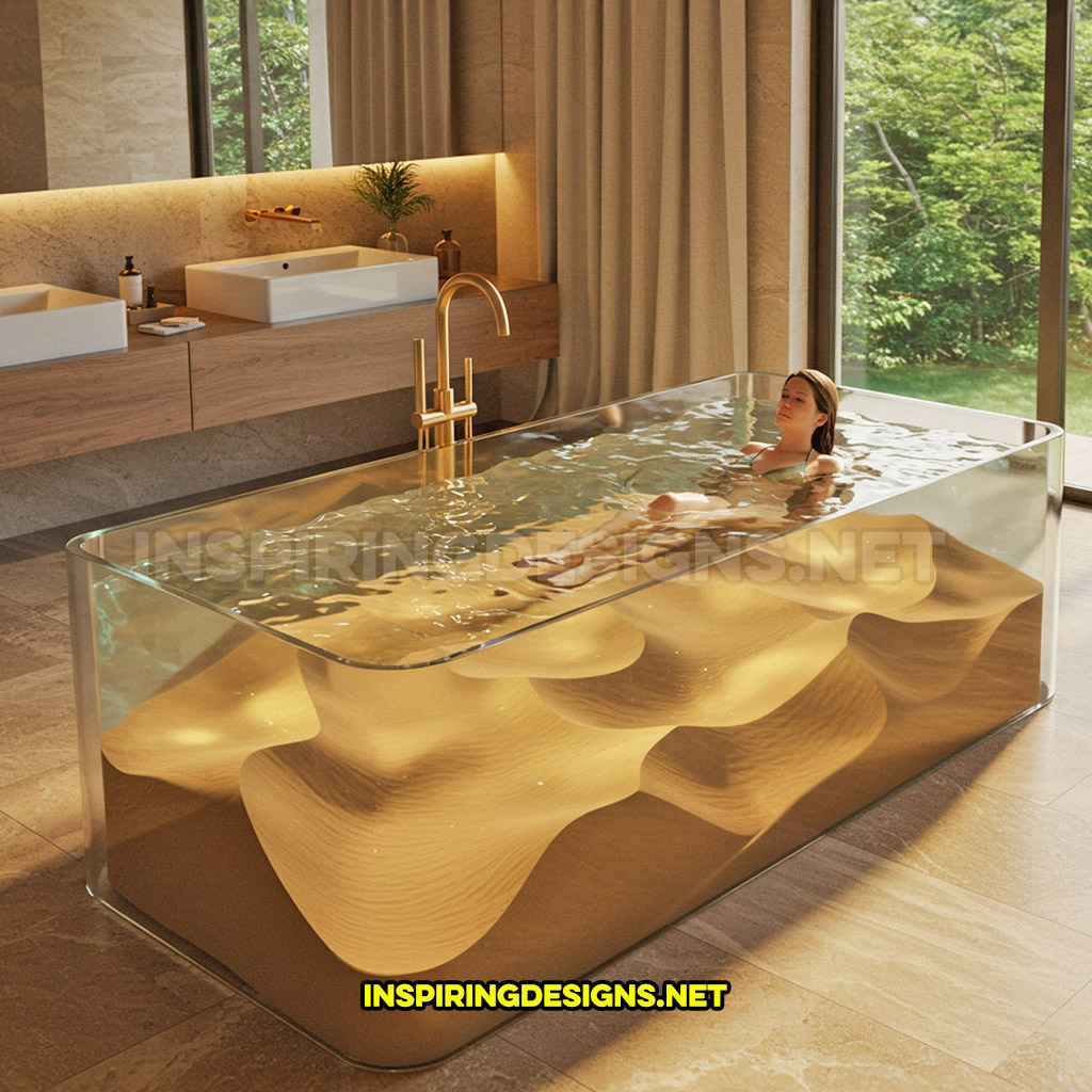 active scene bathtub with a desert sand dune design