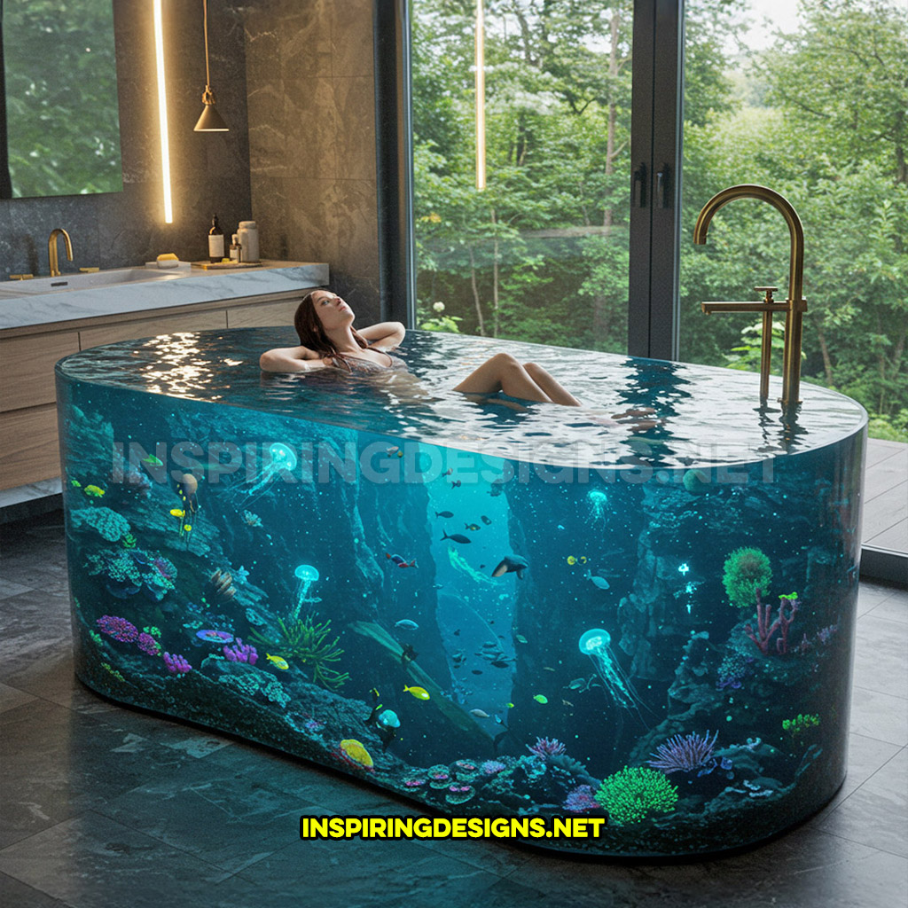 active scene bathtub with a ocean trench design