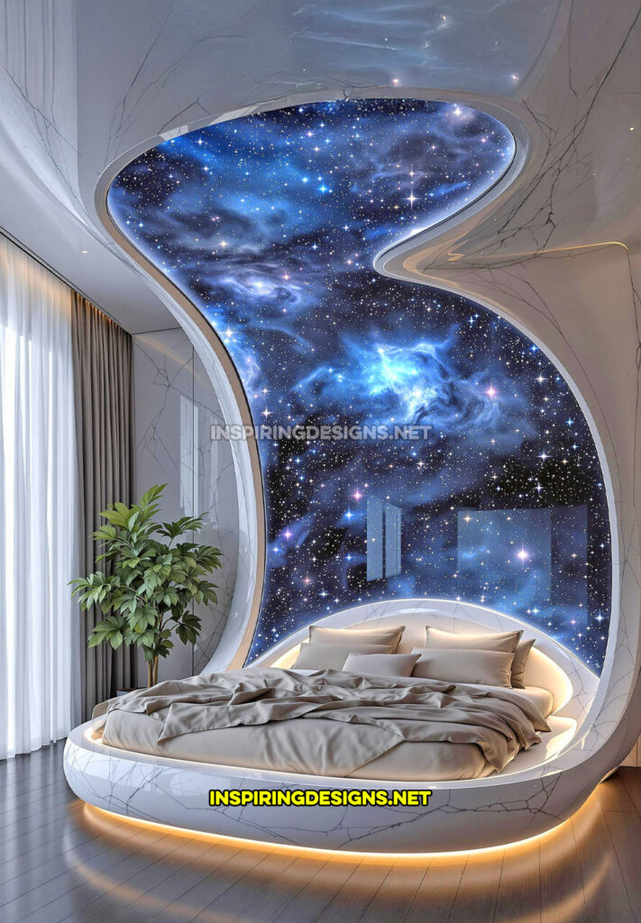 active scene bed with an outer-space design